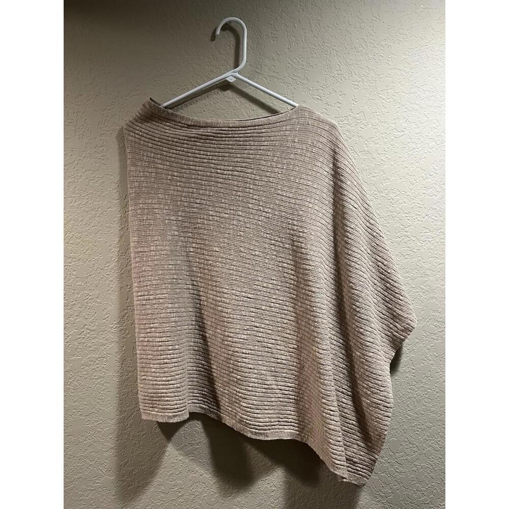 Eileen Fisher Asymmetrical Poncho Ribbed Knit Top Women's One Size